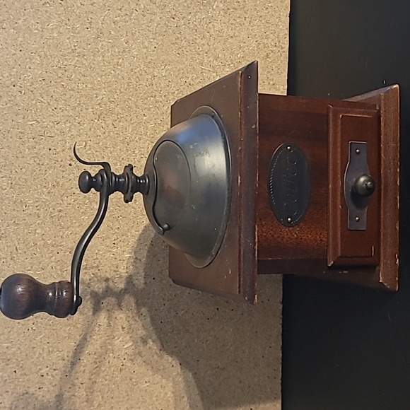 Vintage Wood Metal Coffee Grinder